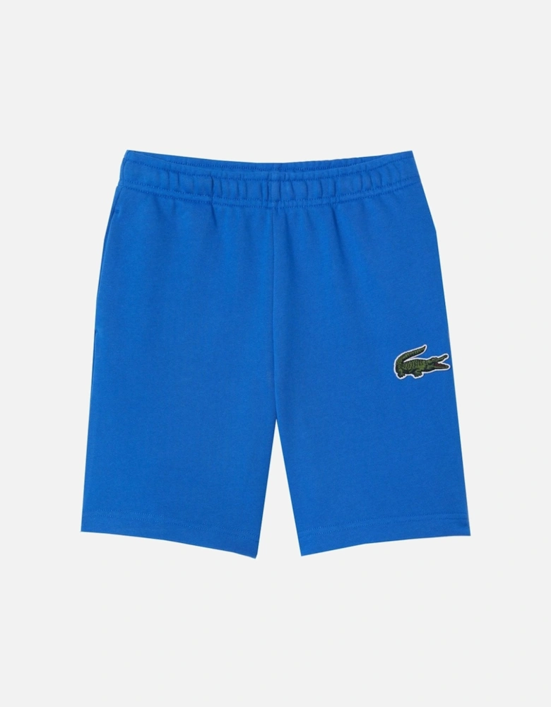 Boy's Blue Cotton Shorts With Crocodile Badge