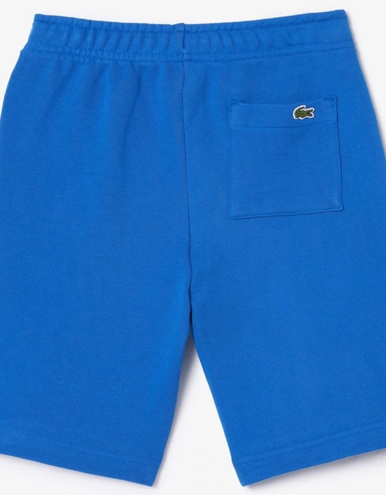 Boy's Blue Cotton Shorts With Crocodile Badge