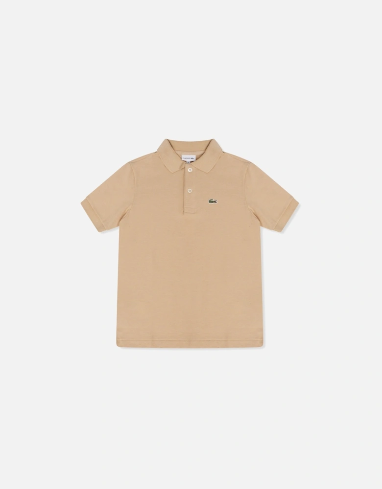 Kids Plain Polo Shirt (Beige)