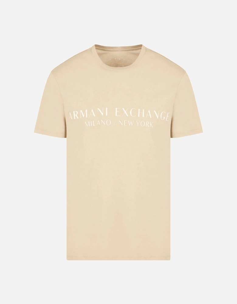 Cotton Milano/New York Logo Beige T-Shirt
