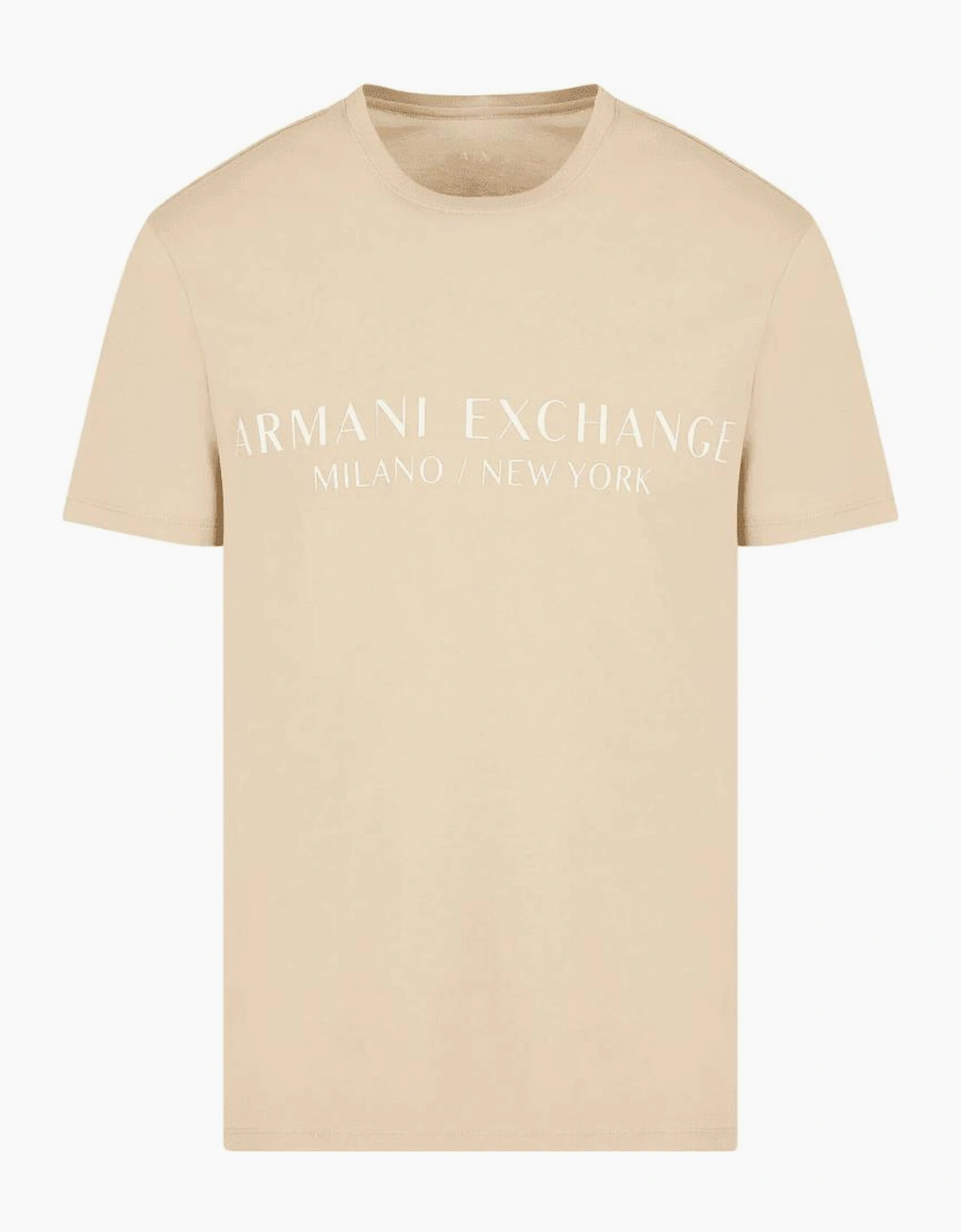 Armani Exchange Men's Cream Cotton Milano/New York Logo Beige T-Shirt  42 Xl
