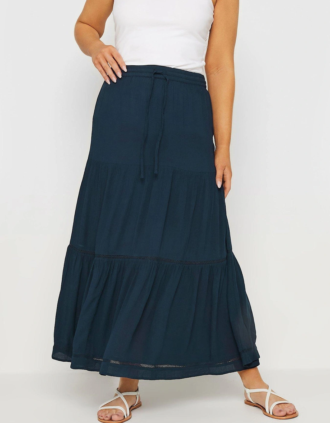 Navy Tiered Maxi Skirt, 2 of 1