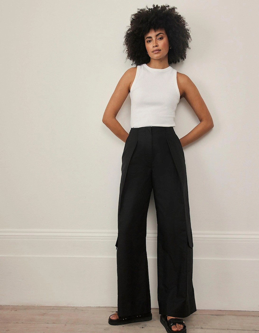 Black Cargo Wide Trousers, 2 of 1