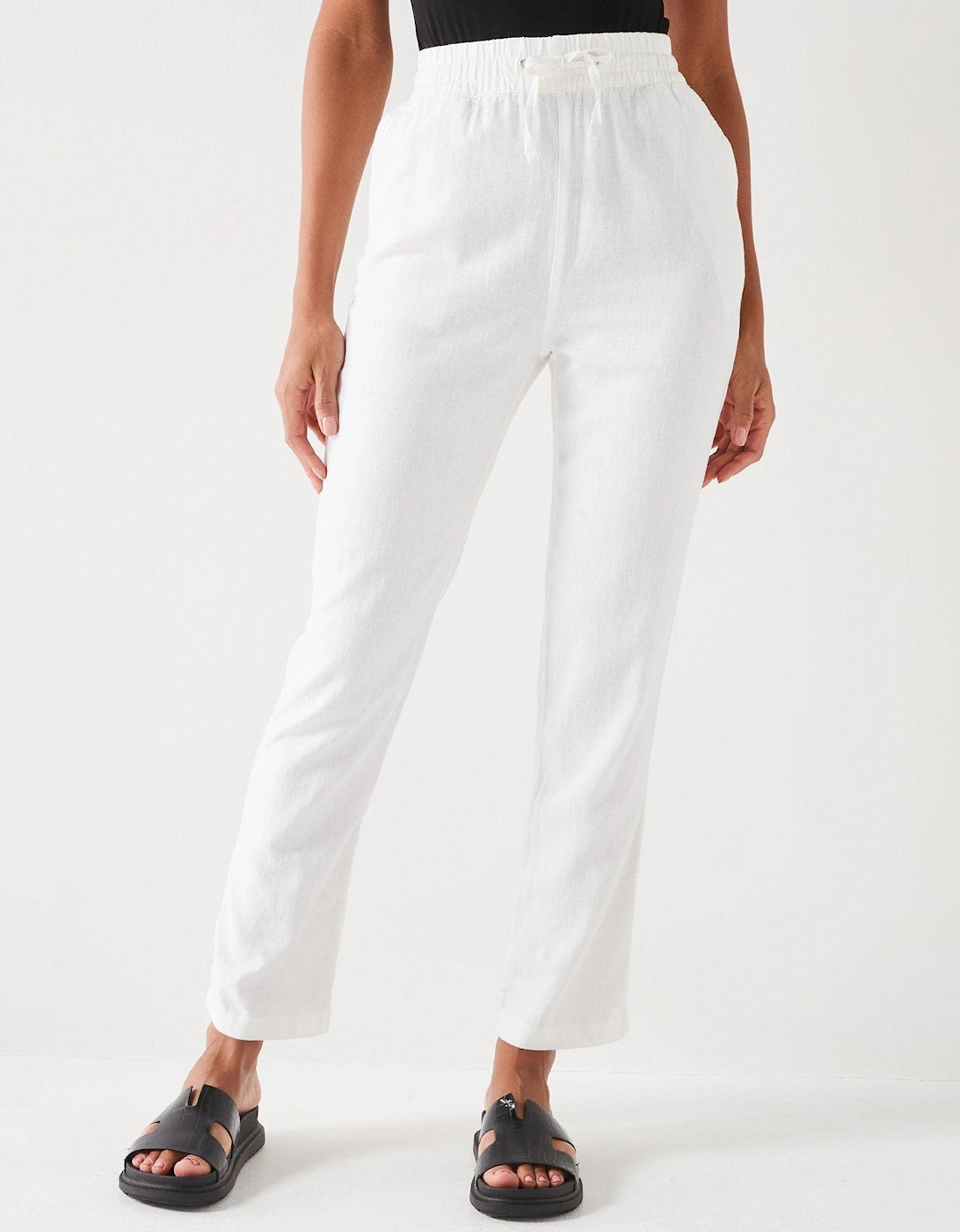 Short Linen Blend Trousers - White, 7 of 6