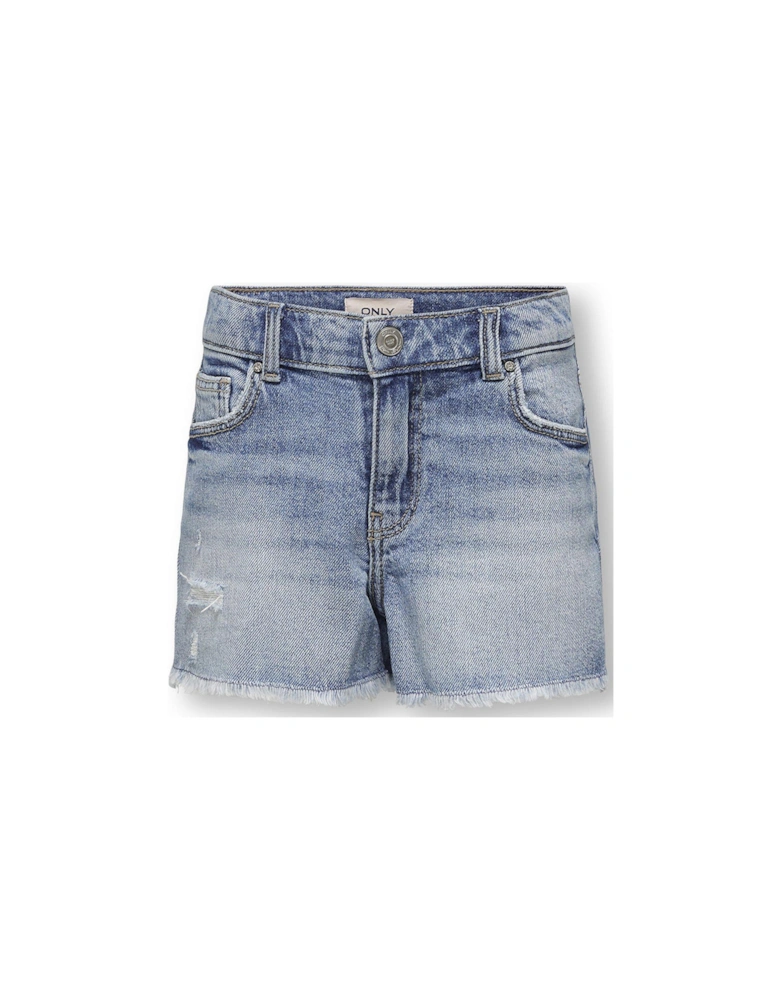 Girls Vintage Denim Shorts - Light Blue Denim