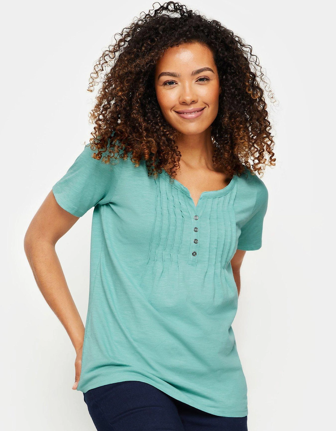 Aqua Cotton Henley T Shirt, 2 of 1