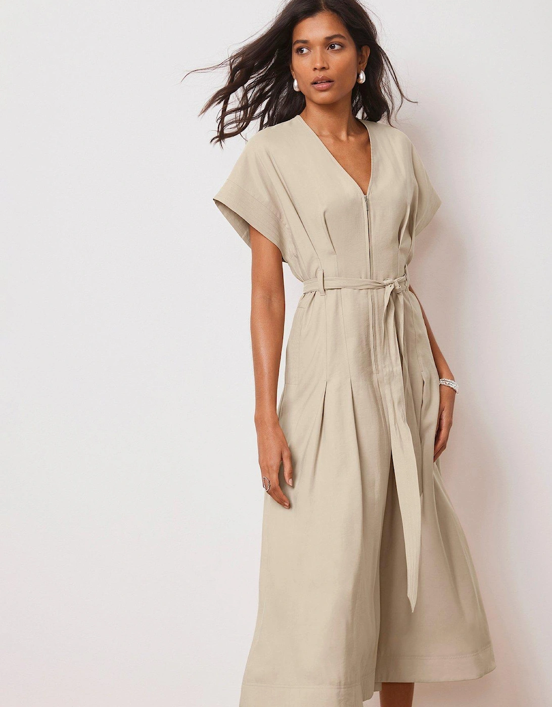 Zip Front Belted Midi Dress, 2 of 1