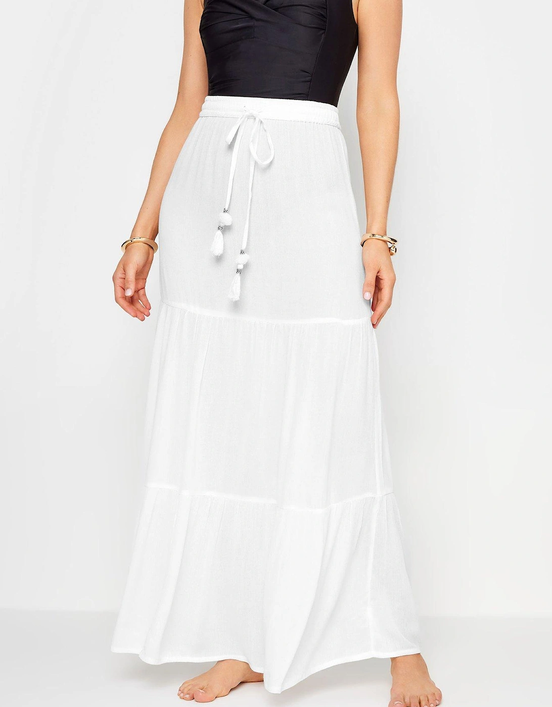 Tall White Tiered Maxi Skirt, 2 of 1