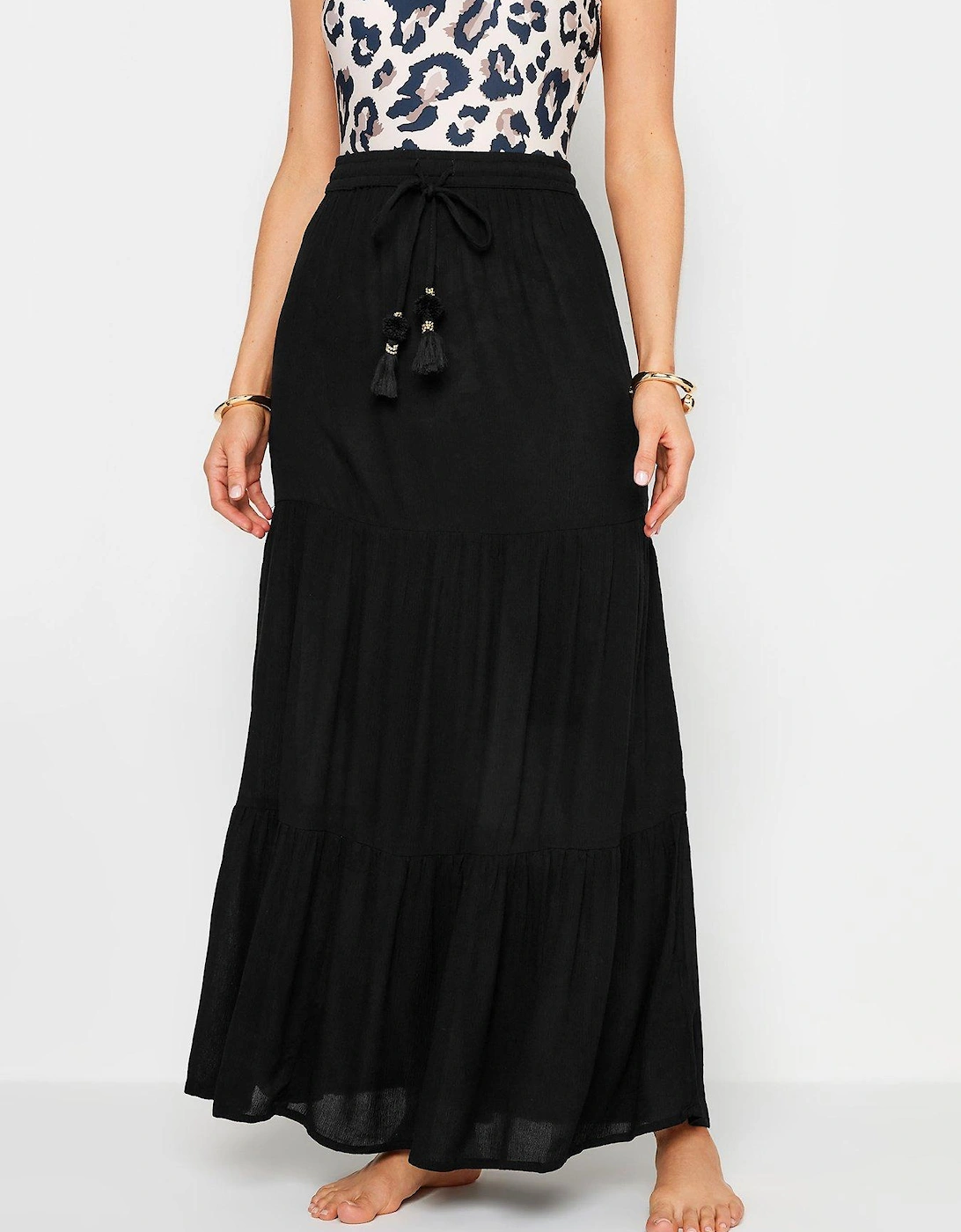 Tall Black Tiered Maxi Skirt, 2 of 1