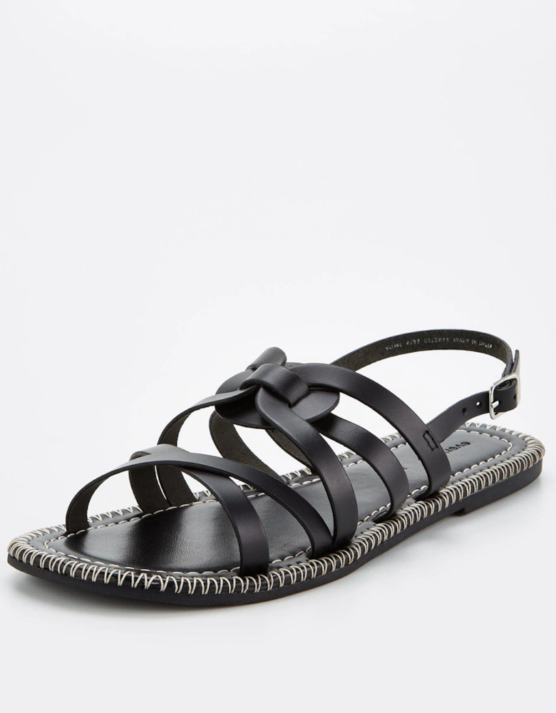 Leather Strappy Flat Sandal