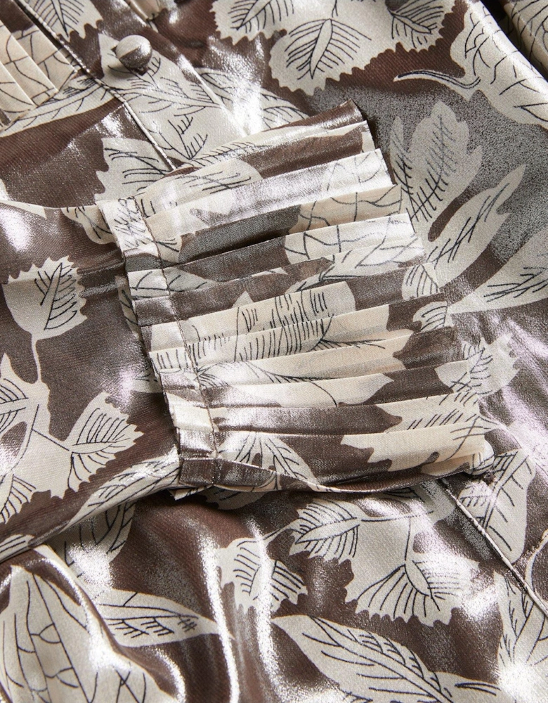 Alyvia Ruffle Detail Mini Shirt Dress - Brown
