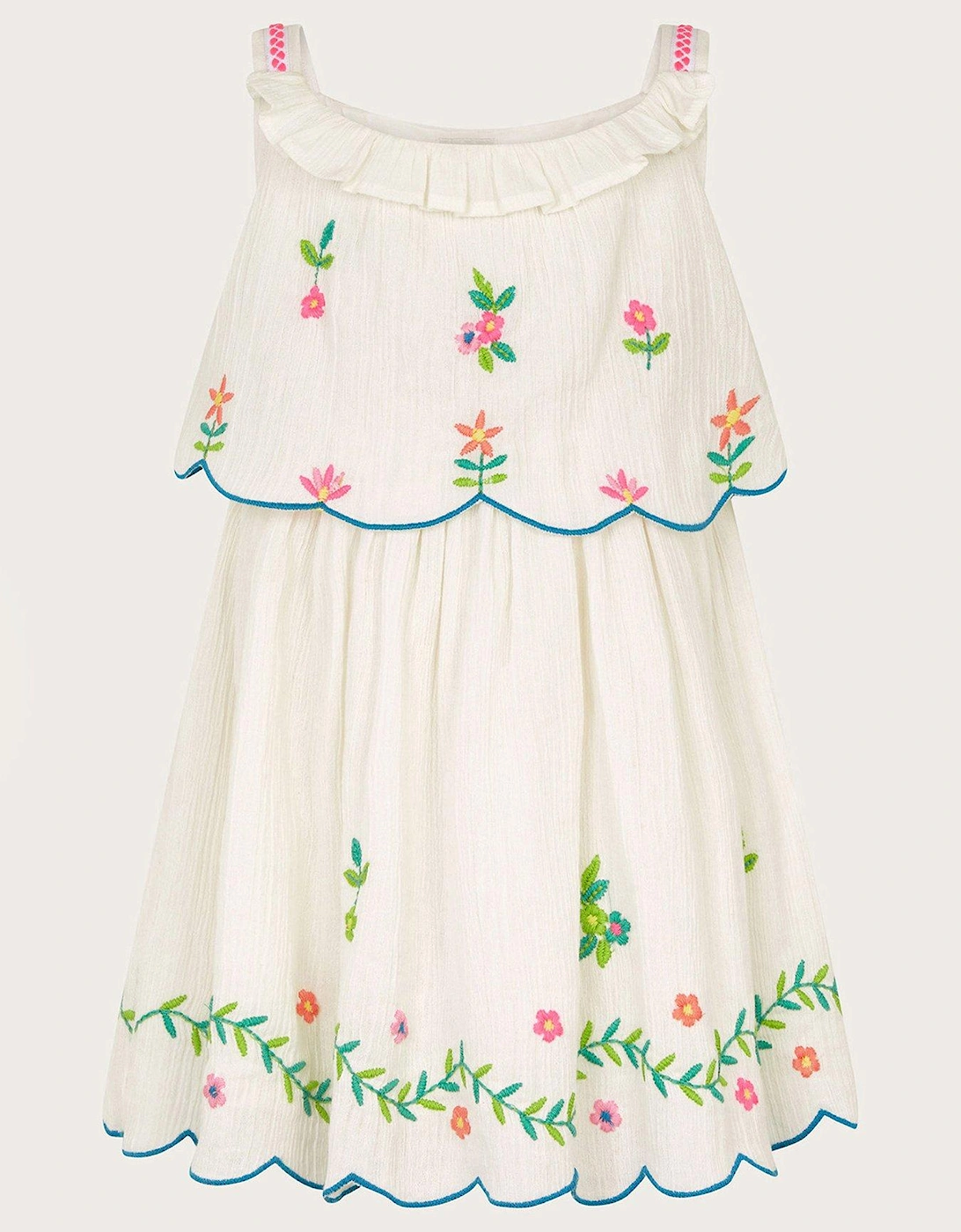 Baby Girls Floral Embroidered Dress - White, 2 of 1