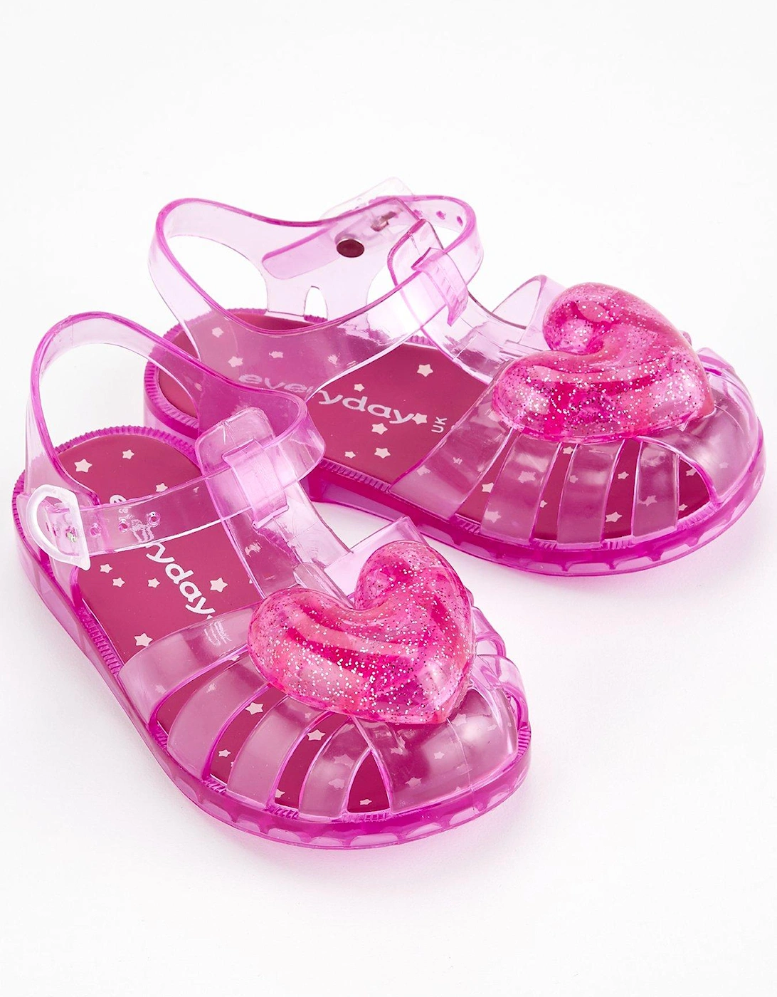Girls Closed Toe Heart Jelly Sandals - Pink, 7 of 6