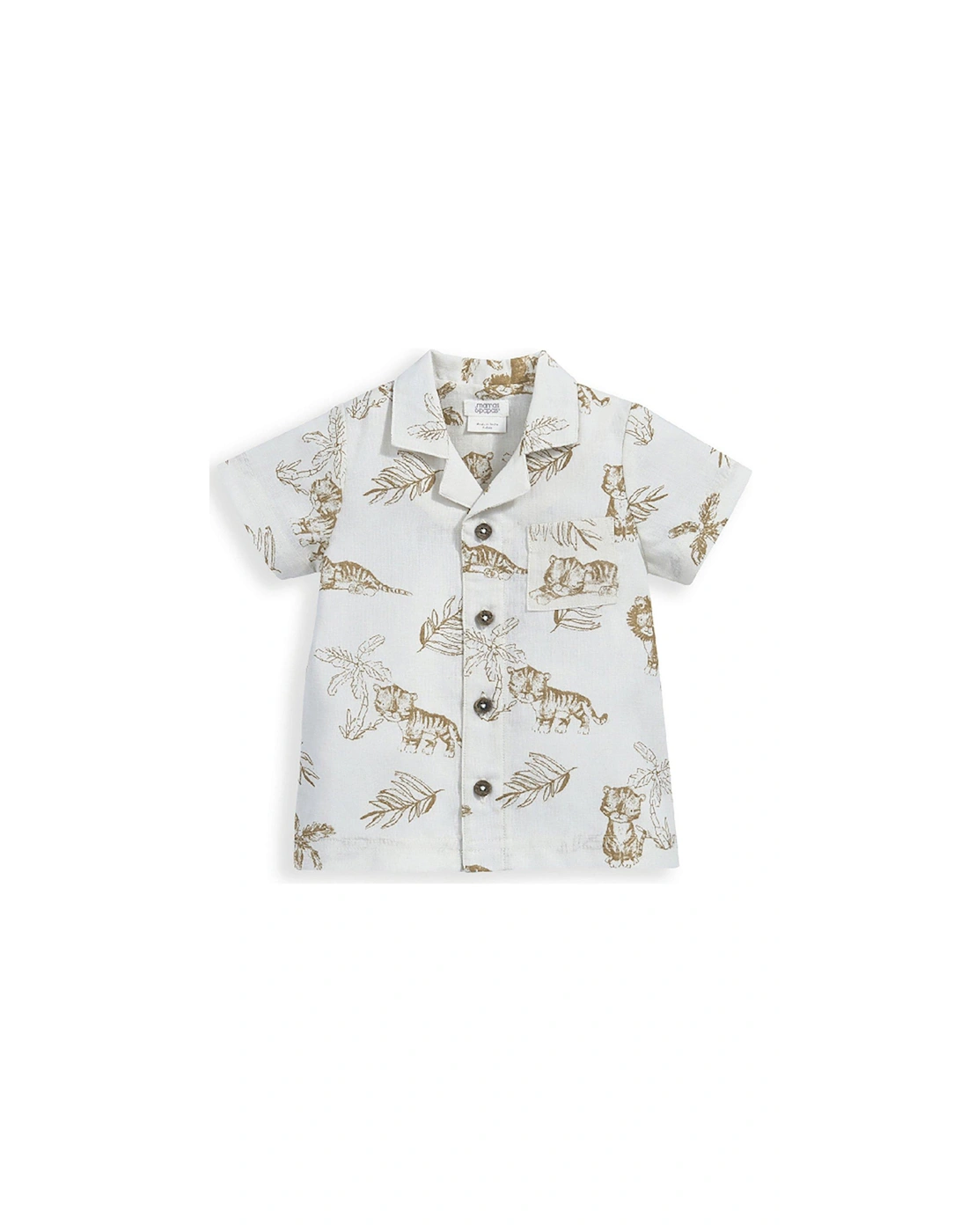 Baby Boys Jungle Print Linen Shirt - Beige, 2 of 1