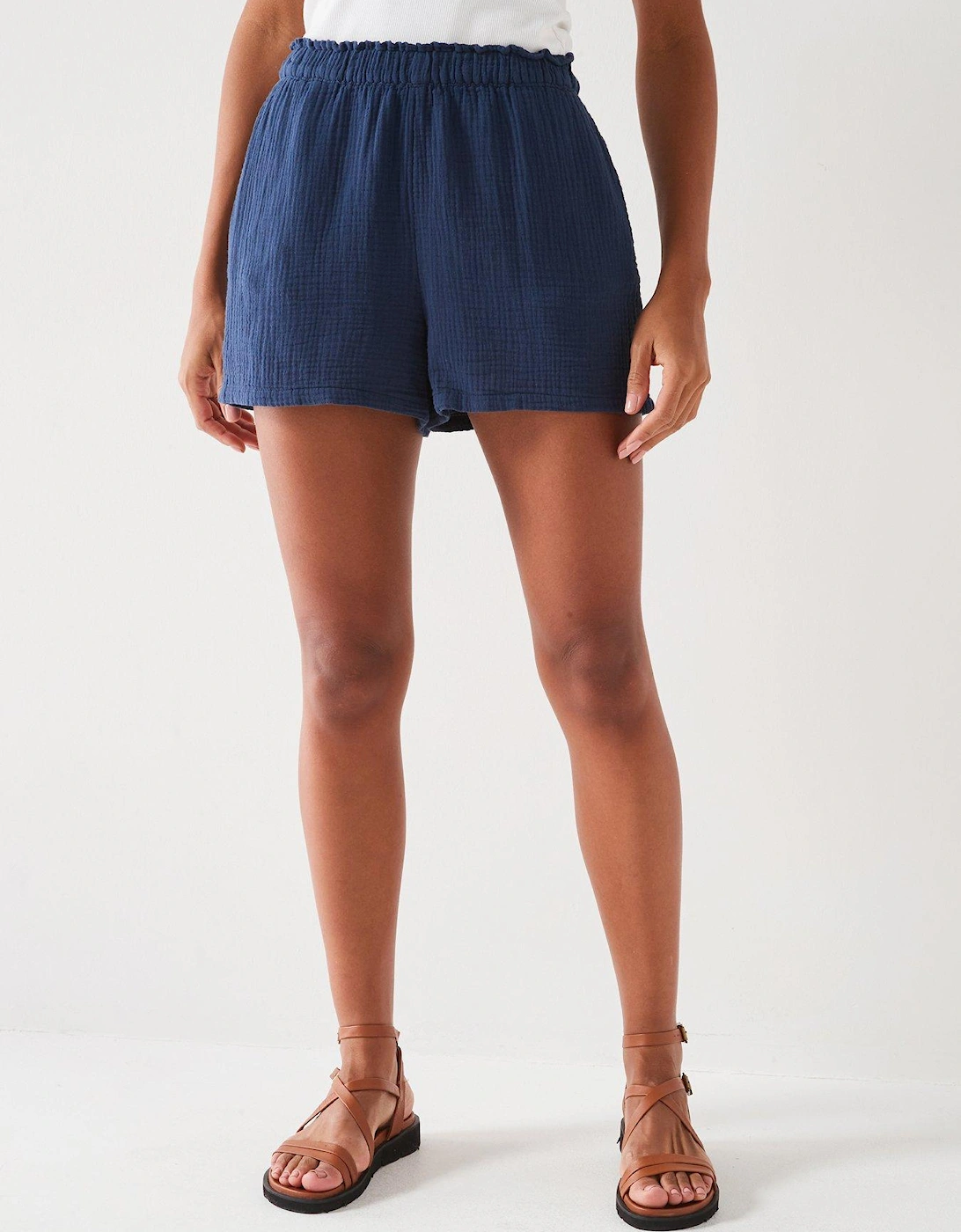Crinkle Shorts - Navy, 7 of 6