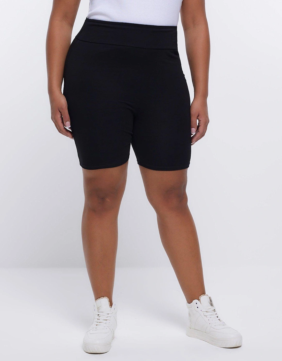 Plus High Waisted Cycling Shorts - Black, 2 of 1