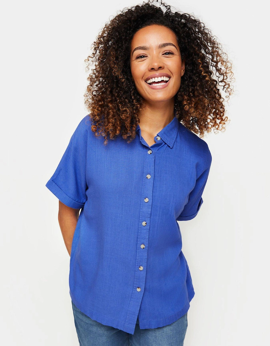 Blue Short Sleeve Linen Button Shirt, 2 of 1