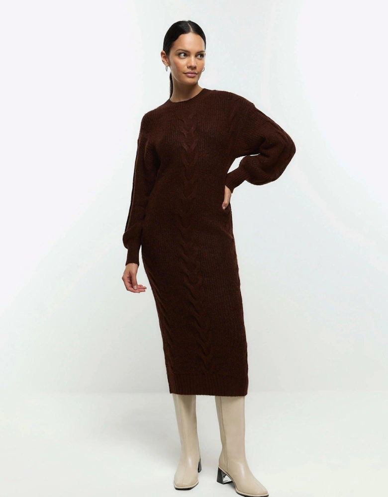 Coco Midi Knit Dress - Dark Brown