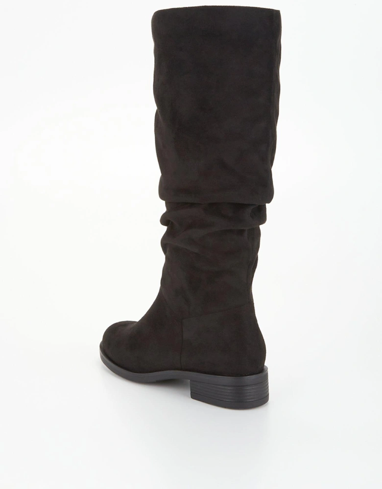 Wide Fit Comfort Slouch Knee Boot With Wider Fitting Calf - Black