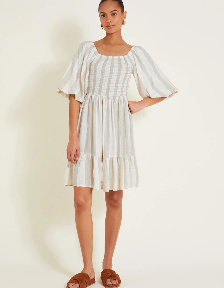 Lila Stripe Dress - Beige
