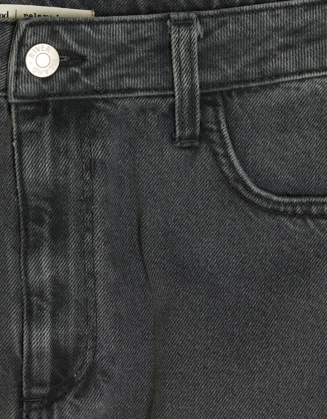 Split Front Midaxi Denim Skirt - Dark Grey
