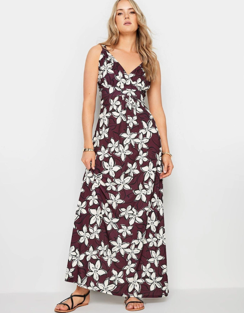 Tall Berry Floral Ity Maxi Dress
