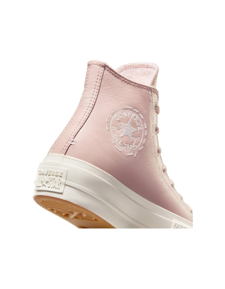 Chuck Taylor All Star Bold Stitch Leather Lift Trainers - Pink