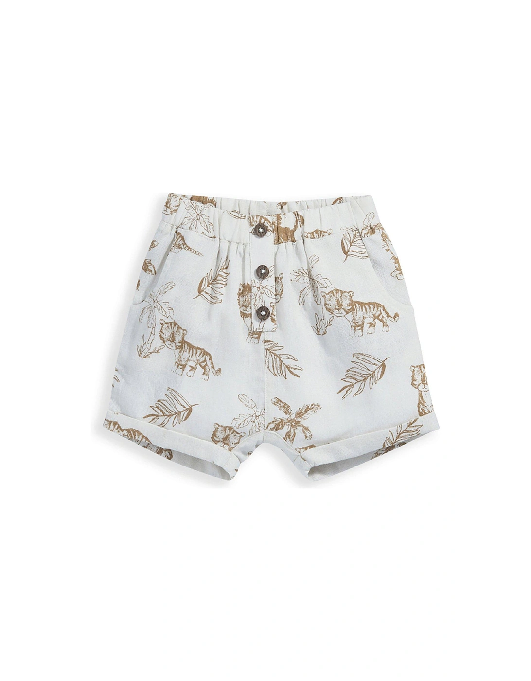 Baby Boys Jungle Print Linen Shorts - Beige, 2 of 1
