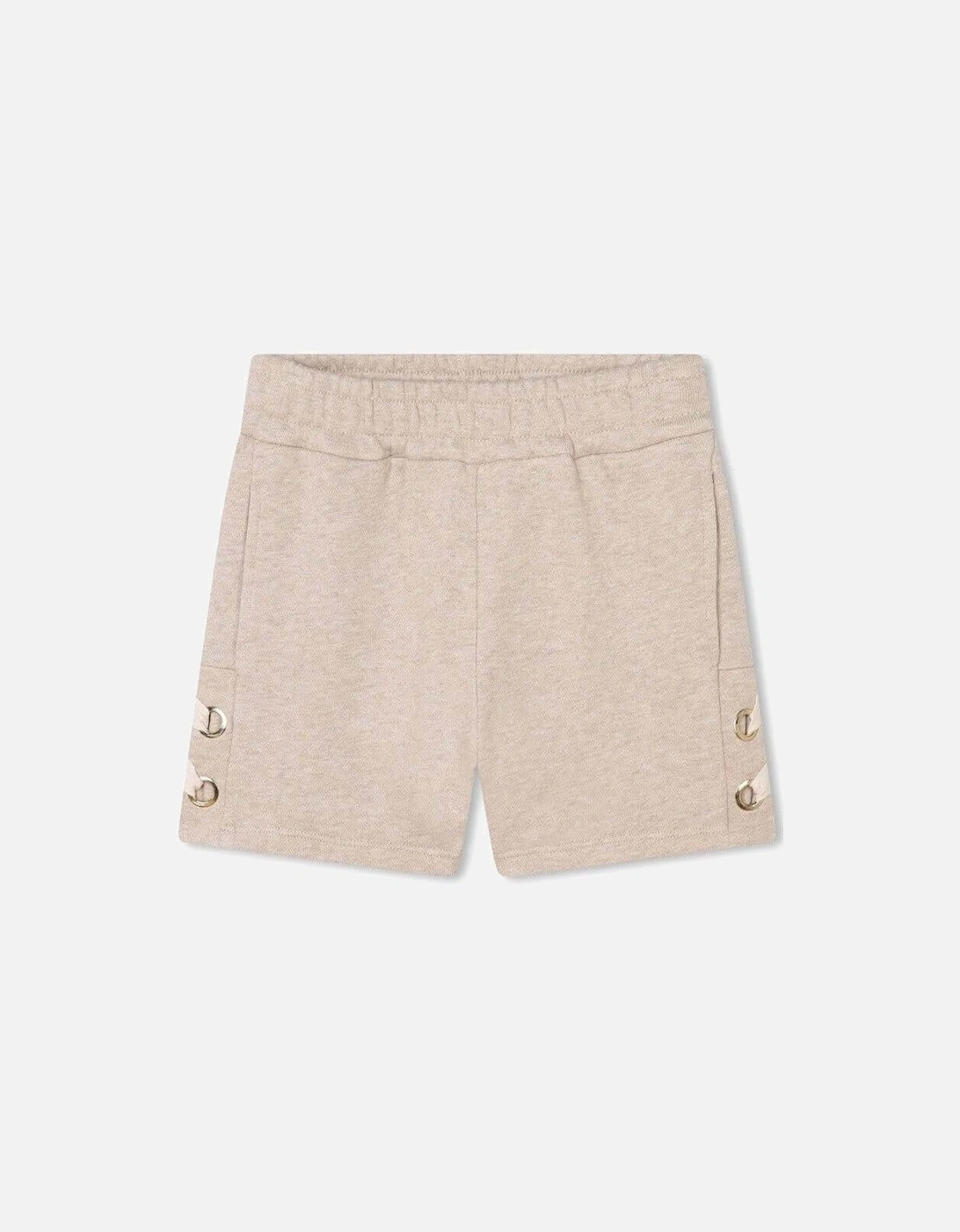 Girls Beige Shorts With Side Ribbons, 4 of 3