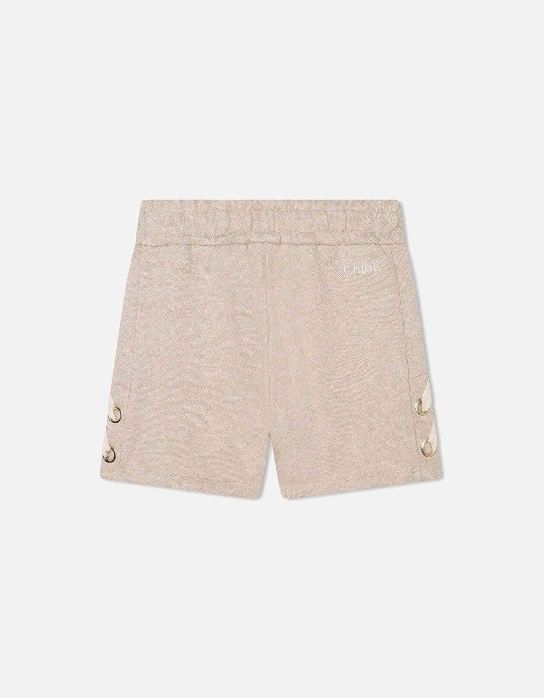 Girls Beige Shorts With Side Ribbons