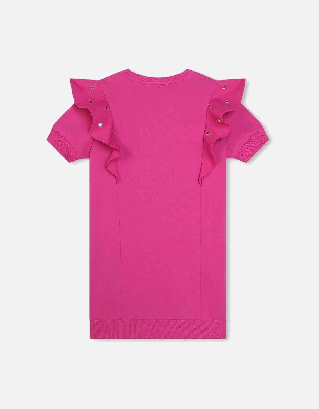 Girls Pink Eyelet Ruffle Short Sleeved Dress