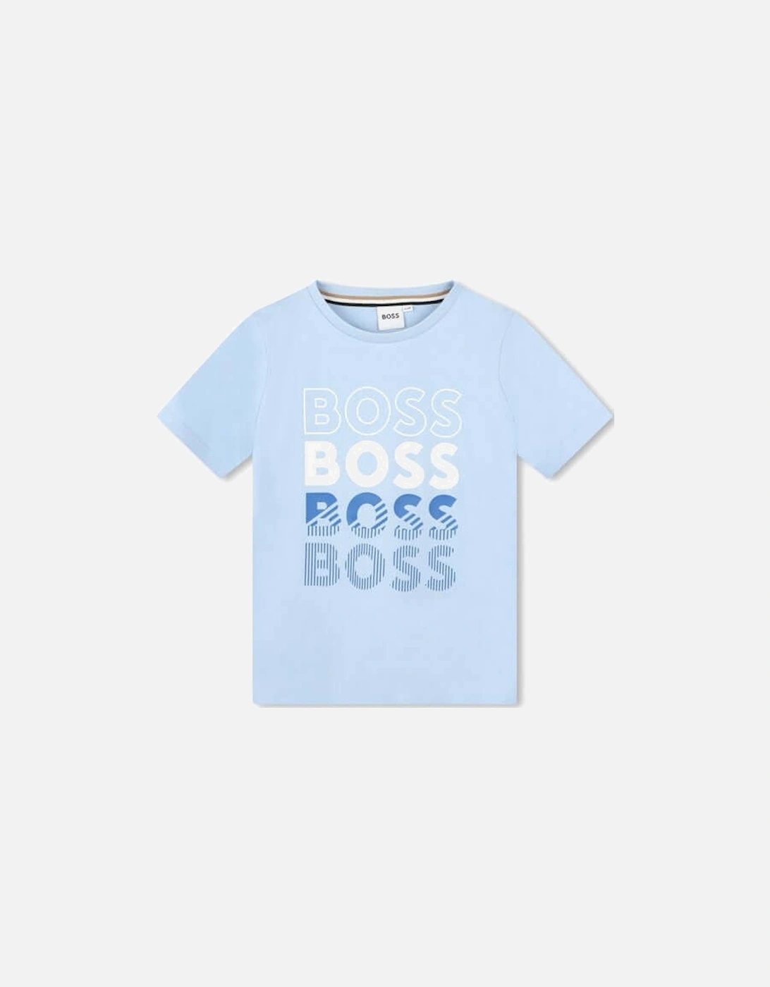 Boys Pale Blue Faded Logo Cotton T-shirt, 2 of 1