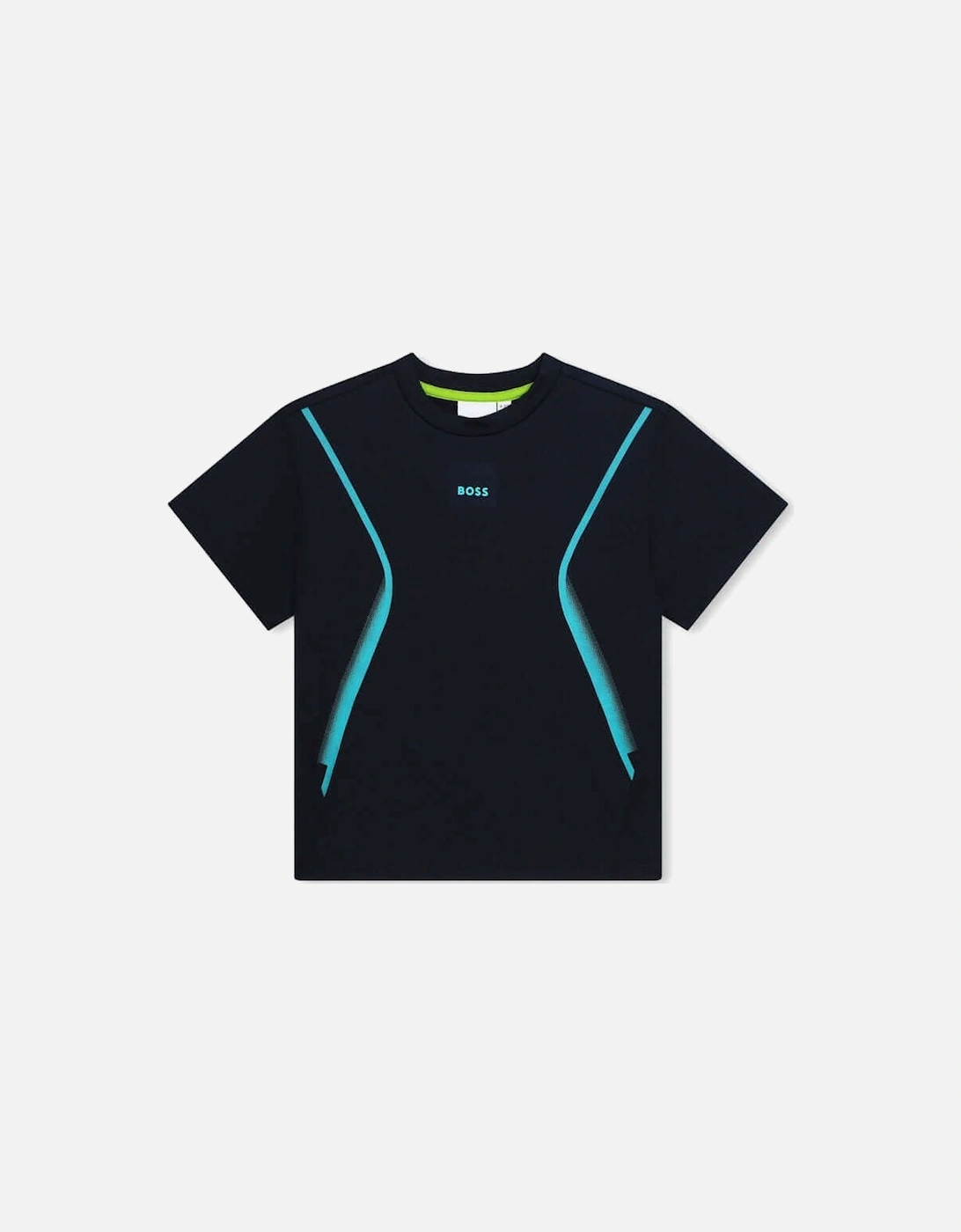 Boys Navy & Aqua Blue Short Sleeve T-Shirt, 4 of 3