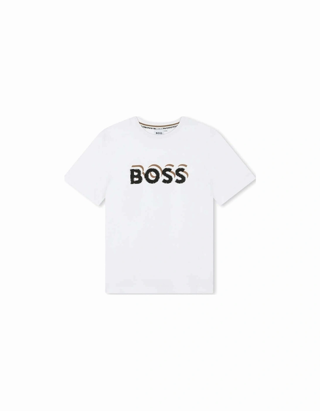 Boys White Logo Cotton Short Sleeve T-Shirt, 6 of 5