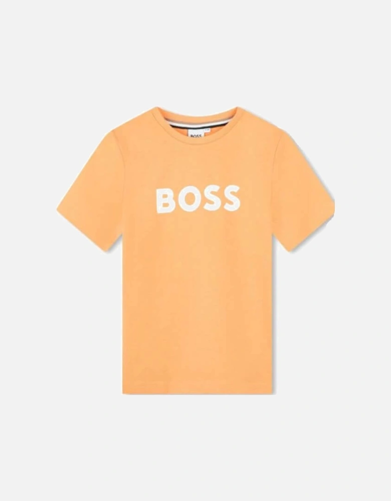 Boys Orange Logo Cotton T-Shirt