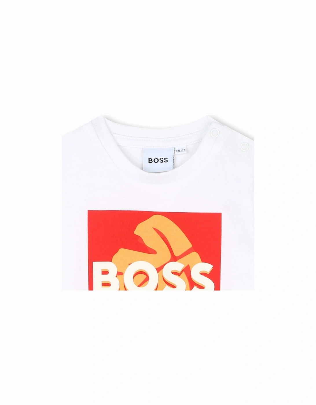 Baby Boys Orange Leaf Logo Print T-Shirt