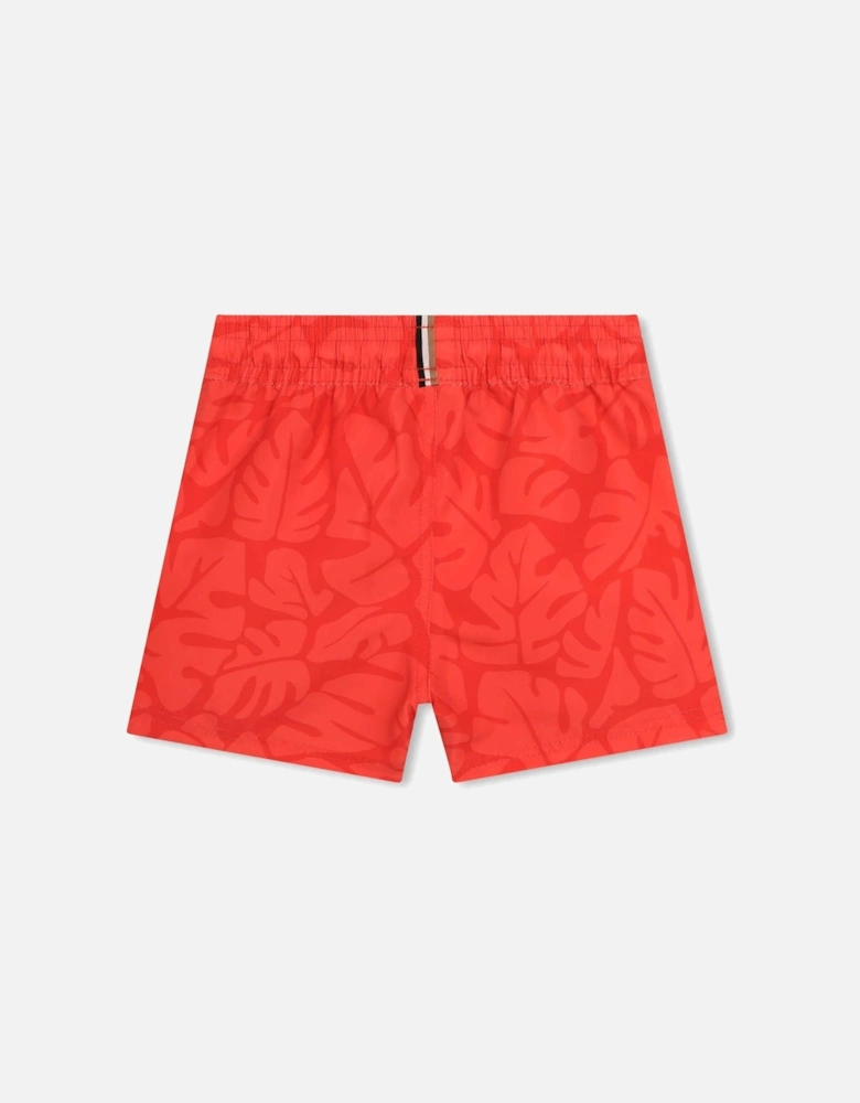 Baby Boys Red Print Swimming Shorts