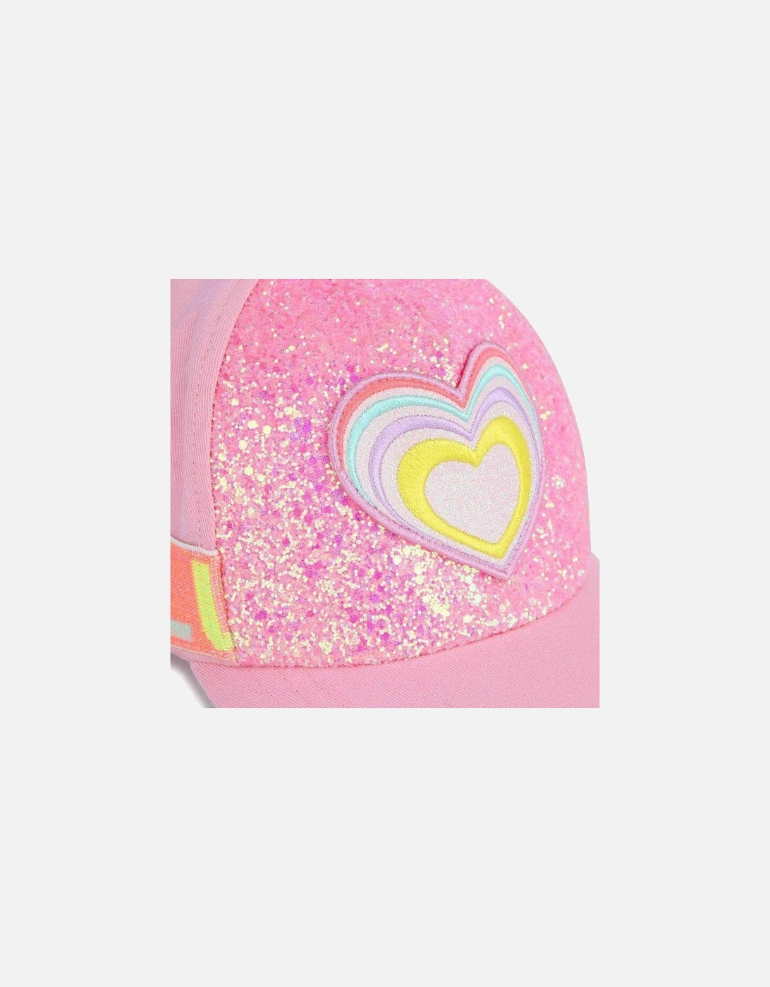 Girls Pink Glitter Heart Cap