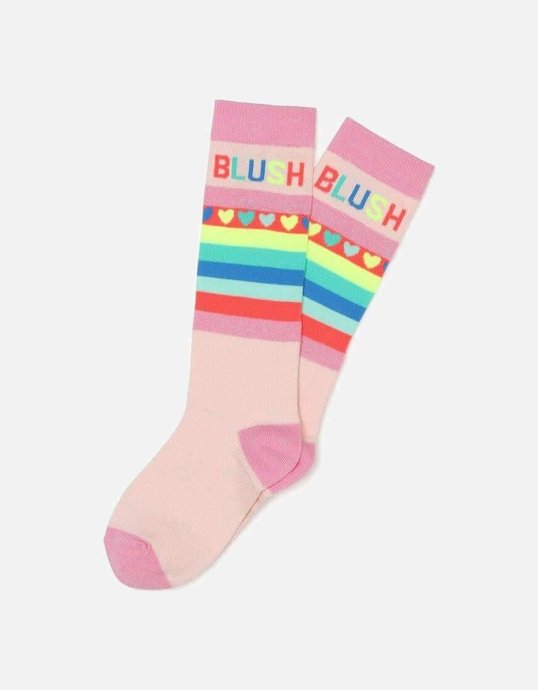 Girls Pink Striped Knee High Socks