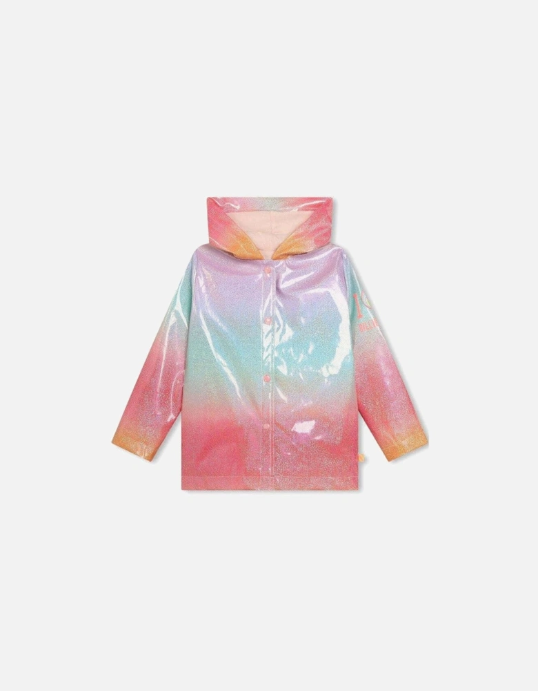 Girls Rainbow Glitter Rain Coat