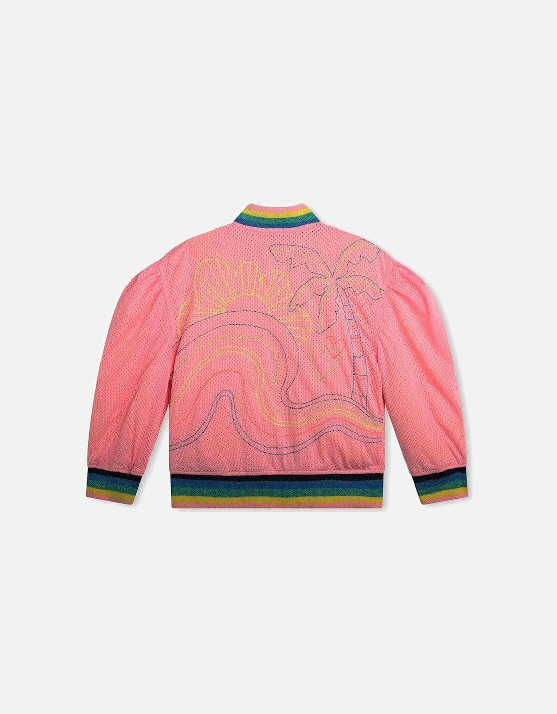 Girls Pink Embroidered Bomber Jacket