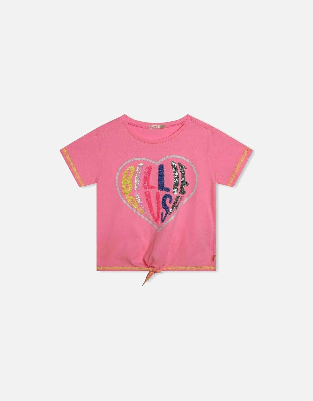 Girls Pink Short Sleeve Tie Front T-Shirt, 3 of 2