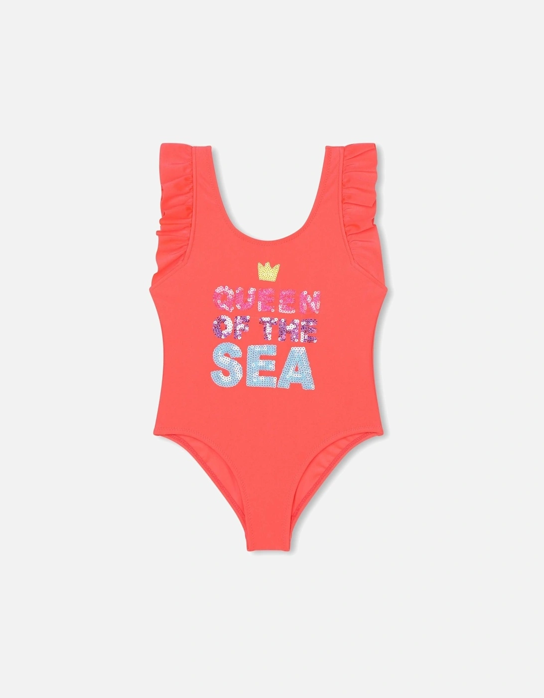 Girls Pink Shell Swimming Costume, 2 of 1