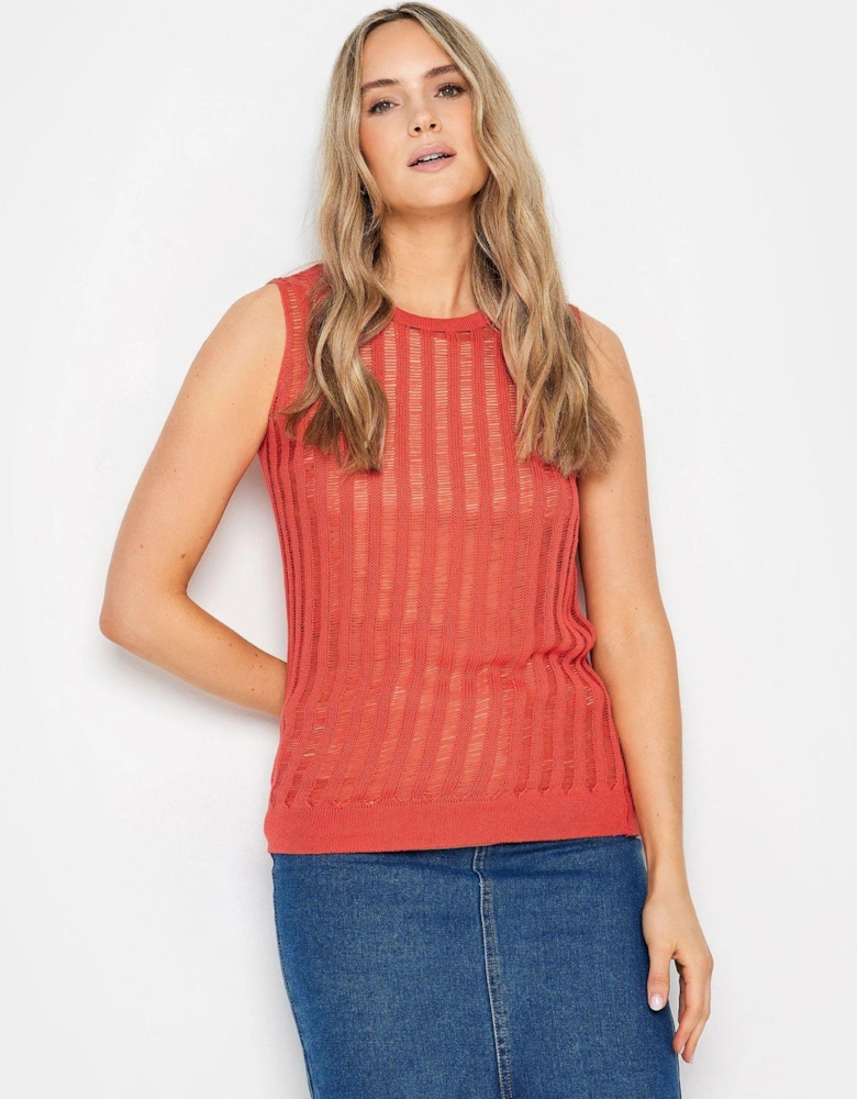 Tall Coral Ladder Stitch Knitted Vest