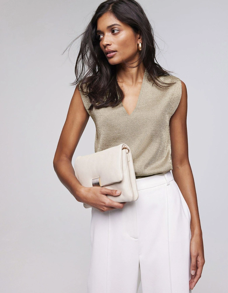 Gold V-neck Knitted Top