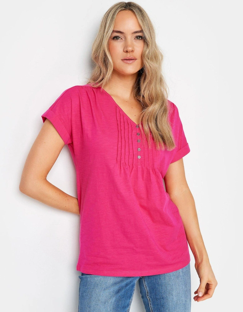 Tall Pink Short Sleeve Pintuck Shirt