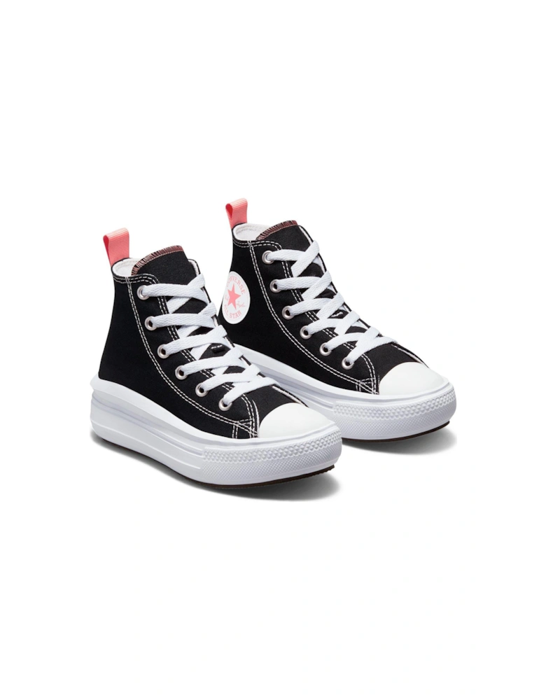 Kids Girls Move Canvas Hi Top Trainers - Black/Pink