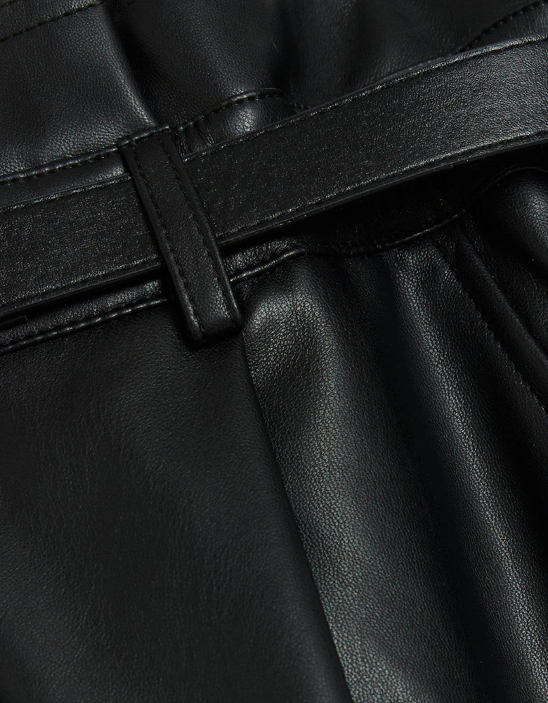 PU Paperbag Trouser - Black