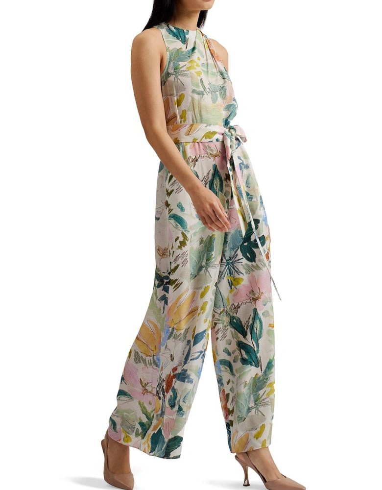 LAYLAS Printed Halterneck Jumpsuit - Off White