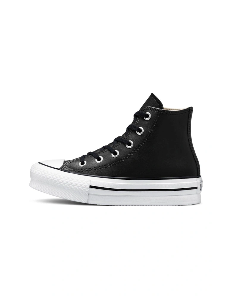 Kids Girls Leather EVA Lift Hi Top Trainers - Black/White